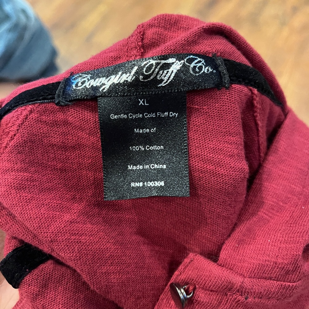 Cowgirl Tuff Red Henley XL